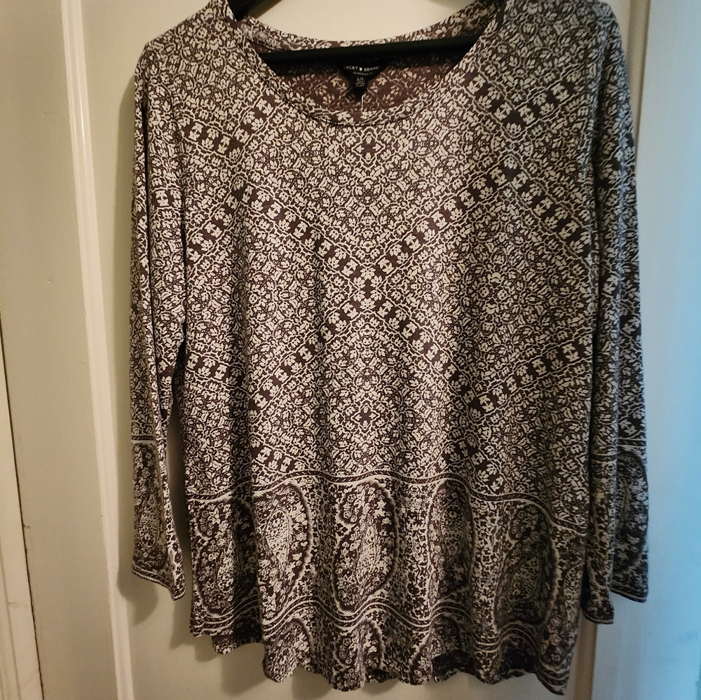 NWT Lucky Brand 3/4 Sleeve Lightweight Blouse, Size L - Picture 8 of 8